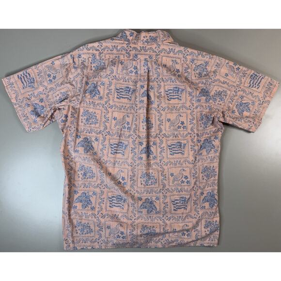 VTG Reyn Spooner Mens Aloha Shirt M Orange Floral Y2K Hawaiian Beach Vacation - Picture 9 of 10